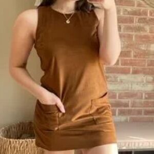 Monteau Caramel Color Sueded Fabric Short Shift Dress size M